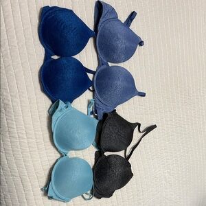Victoria's Secret Blue and Black Bra Set of 4
